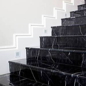 New and clean black marble stairs. Home decoration image.